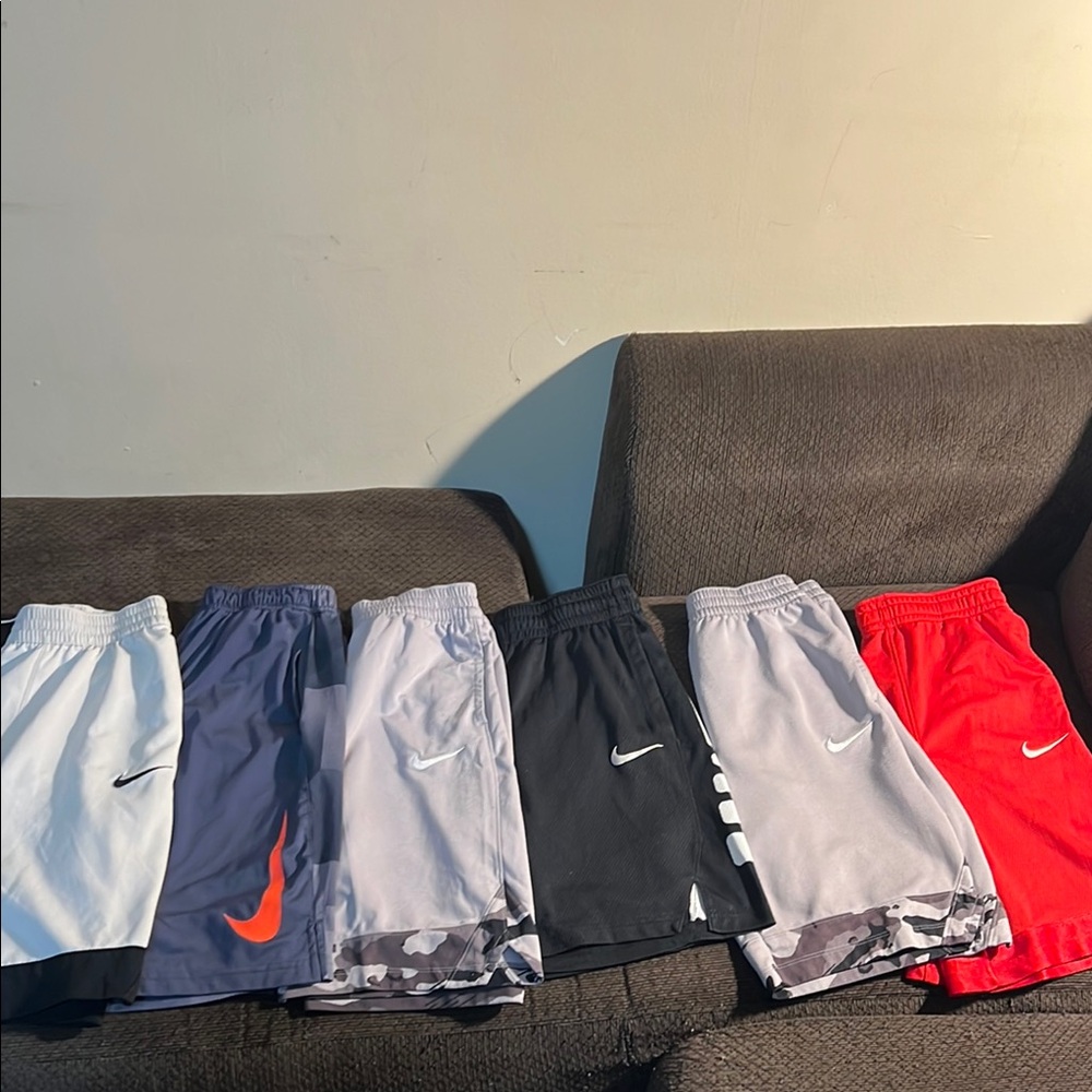 Nike Kids Athletic Shorts - Red, Black, Gray, White BUNDLE OF 6 SHORTS XL 14/16